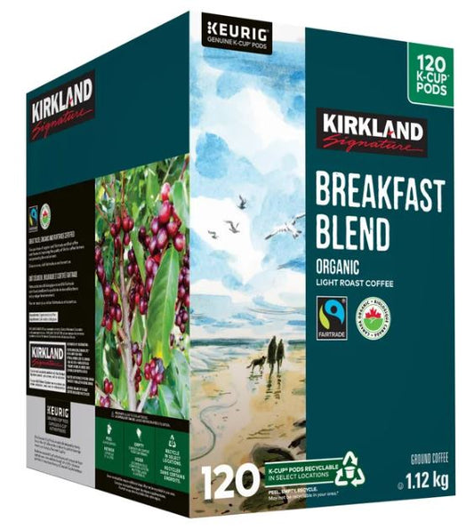 Kirkland Signature Organic Breakfast Blend Fair Trade Coffee K-Cup Pods, 120-Count