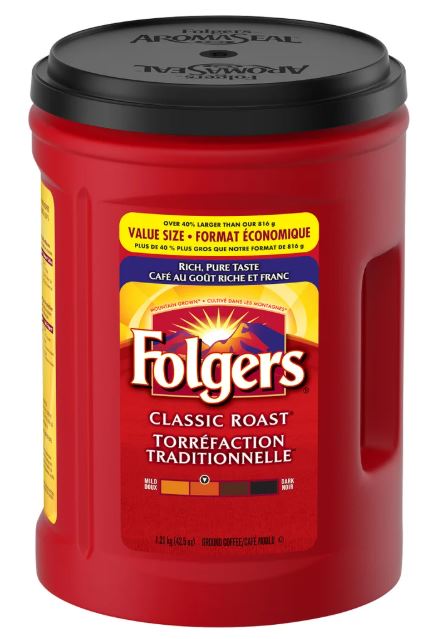 Folgers Classic Roast Ground Coffee, 1.21kg