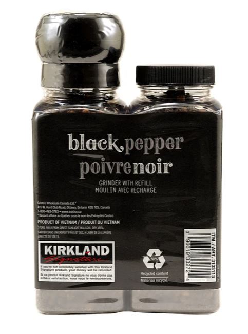 Kirkland Signature Black Pepper wit hGrinder and Refill, 356g