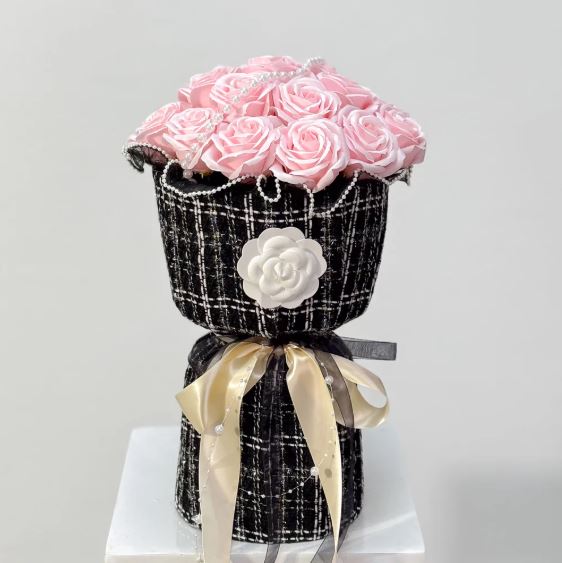 Luxe Collection Soap Rose Round Bouquet w/ Pearl Hoop - 2Color(Pre-Order)