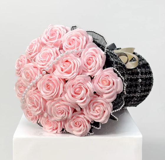 Luxe Collection Soap Rose Round Bouquet w/ Pearl Hoop - 2Color(Pre-Order)