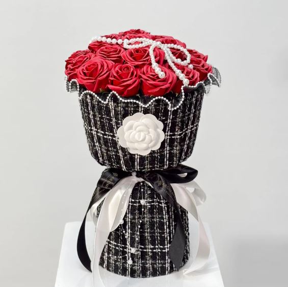 Luxe Collection Soap Rose Round Bouquet w/ Pearl Hoop - 2Color(Pre-Order)