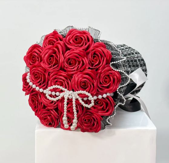 Luxe Collection Soap Rose Round Bouquet w/ Pearl Hoop - 2Color(Pre-Order)